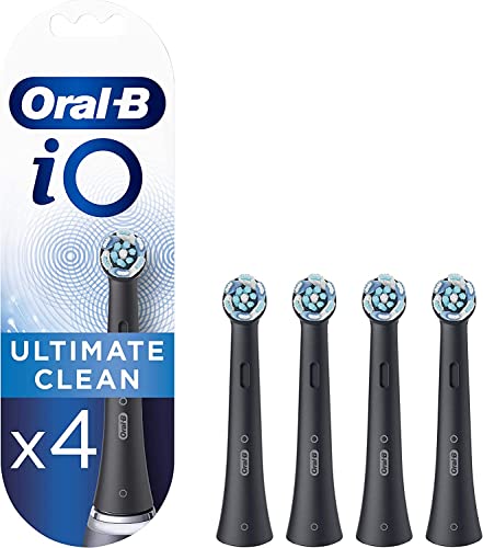 Oral-B iO Ultimate Clean Electric Toothbrush Head, Oral B Electric Toothbrush Heads, Twisted & Angled Bristles for Deeper Plaque Removal, Pack of 4