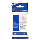 Brother TZe-N201 Labelling Tape Cassette, Black on White, 3.5mm (W) x 8M (L), Non-Laminated, Brother Genuine Supplies