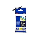 BROTHER Labelling Tape, White on Black, 6 mm