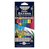 Helix Oxford Erasable Colouring Pencils - Pack of 12 Vibrant Colours With Strong Erasable Leads - Eraser Tipped Coloured Pencils