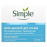 Simple Water Boost Skin Quench Gel Face Cream with 19% Hydrating Actives and Hyaluronic Acid Moisturiser for Dry Skin 50 ml
