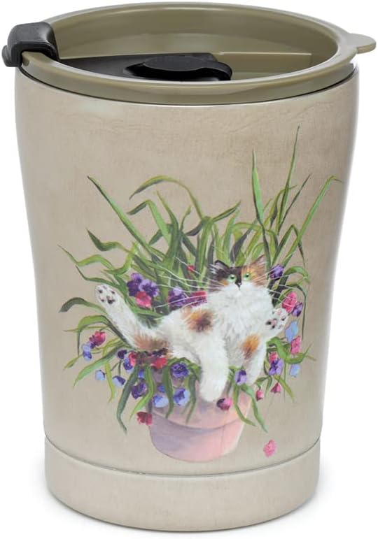 Kim Haskins Cat in Plant Pot Hot & Cold Thermal Cup