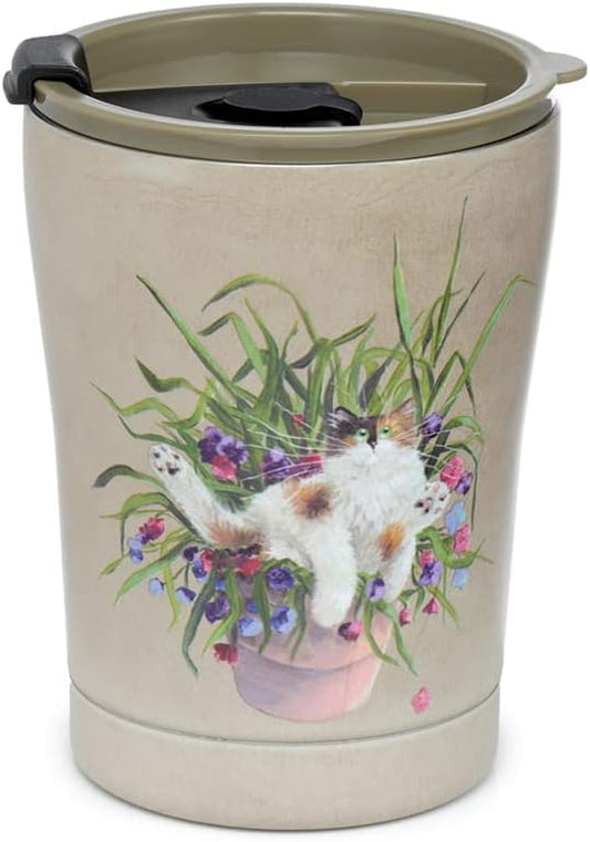 Kim Haskins Cat in Plant Pot Hot & Cold Thermal Cup