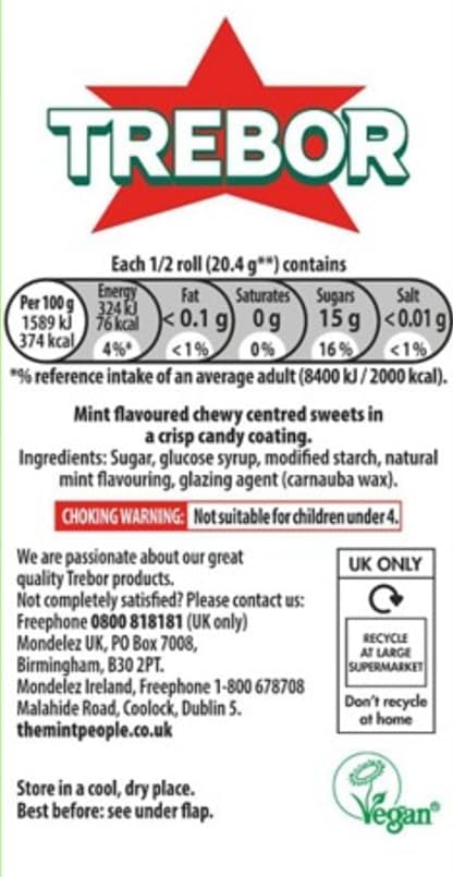 Trebor Softmints Peppermint Flavour Mint Sweets 4 Pack Rolls 152 g