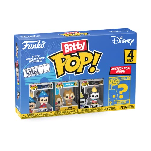 Funko Bitty POP! Disney - Sorcerer Mickey, Dale, Princess Minnie and A Surprise Mystery Mini Figure - 0.9 Inch (2.2 Cm) Collectable - Stackable Display Shelf Included - Gift Idea - Cake Topper