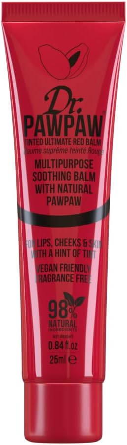 Dr.PAWPAW Tinted Ultimate Red, Multi-Purpose Natural No Fragrance Balm for Hydrating Lips, Skin, Hair, Cuticles, Nails & Beauty Finishing (25 ml)
