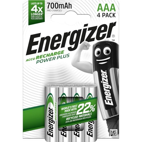 Energizer Recharge Power Plus - Rechargeable AAA Batteries (4 Pack) - 700 mAh