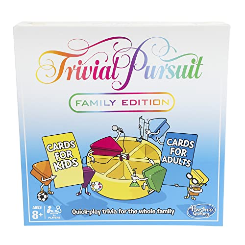 Hasbro Gaming Trivial Pursuit, Family Edition, Trivia Board Game for 2 Players or More, Party Games for 8+ Year Old Boys and Girls