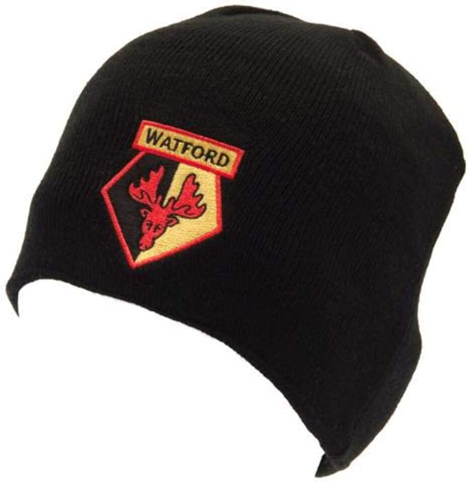 Watford Fc Black Beanie Knitted Winter Hat Adults