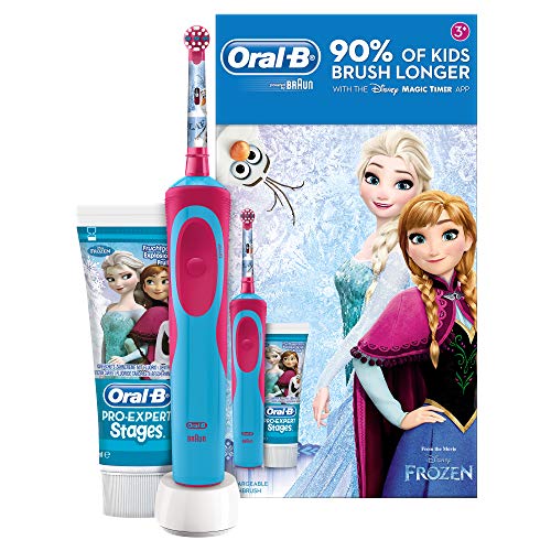 Oral-B Stages Power Kids Electric Toothbrush Featuring Frozen Characters Gift Pack with Toothpaste