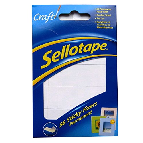 Sticky Fixers Foam Pads - Pack of 56 - Double Sided, Permanent, Pre Cut - by Sellotape