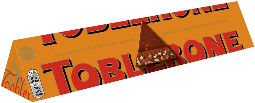 Toblerone Orange Twist Chocolate Bar, Swiss Chocolate with Honey and Almond Nougat 360g