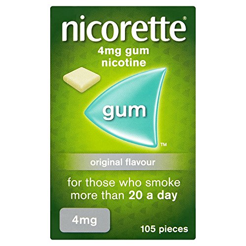 Nicorette 4mg Gum Original Flavour (105 Pieces), Nicotine Gum to Help to Quit Cigarettes for Good, Discreet and Fast-Acting Stop Smoking Aid to Ease Cravings, Chewing Gum