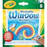 CRAYOLA Washable Window Markers - Assorted Colours (Pack of 8) | Can be Safely Drawn on Any Glass Surface from Mirrors to Car Windows
