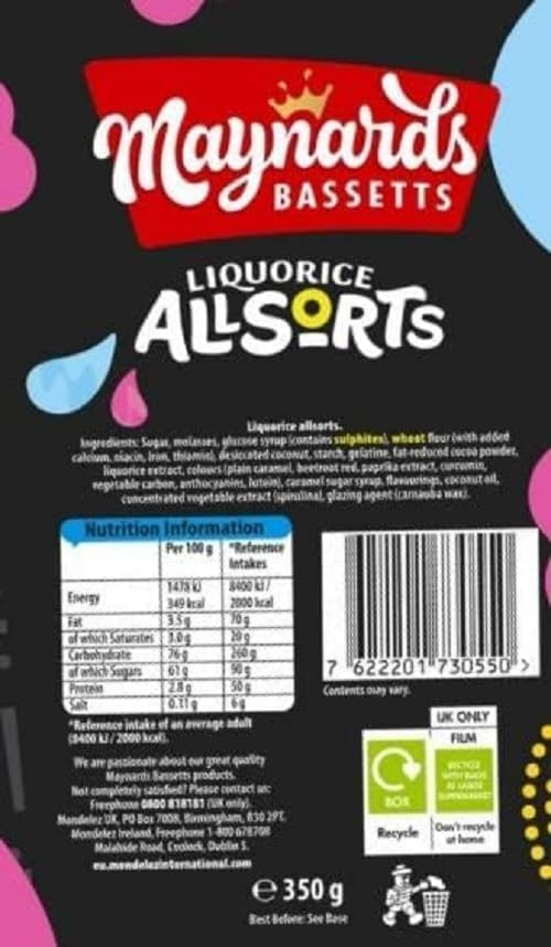 Maynards Bassetts Allsort Liquorice Sweets Bag 350g