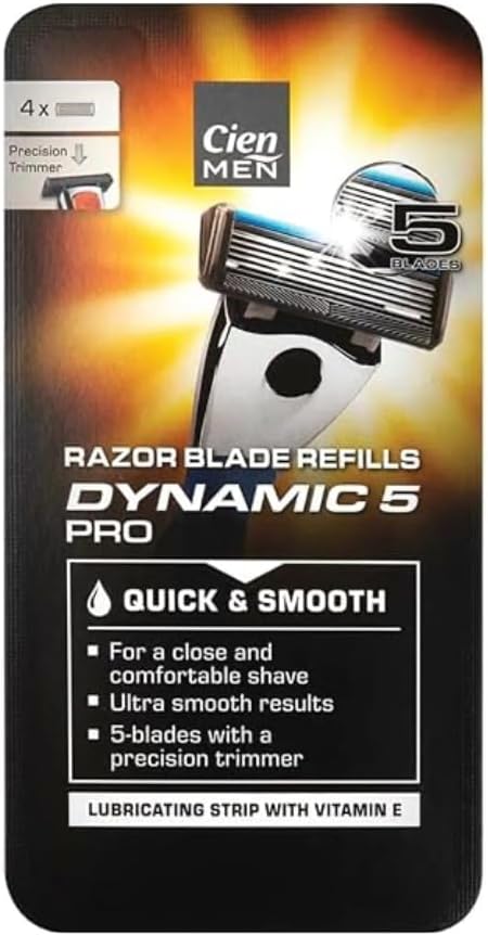 Lidl Cien Men - Dynamic 5 Pro Razor | 1 Handle + 1 Refill | Lubricating Strip with Vitamin E