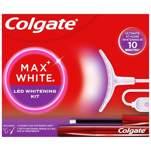 COLGATE Max White Ultimate at Home LED Teeth whitening kit | Enamel Safe | Reverses up to 20 Years of Stains** | Whitening Pen & Smartphone Powered LED Whitening Light | Developed by Dental Experts