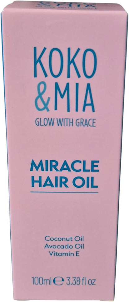 Koko & Mia Miracle Hair Oil with Coconut Oil, Avocado Oil and Vitamin E, 100ml