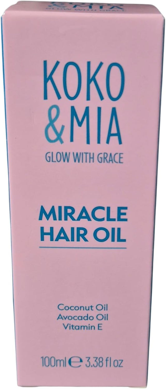 Koko & Mia Miracle Hair Oil with Coconut Oil, Avocado Oil and Vitamin E, 100ml