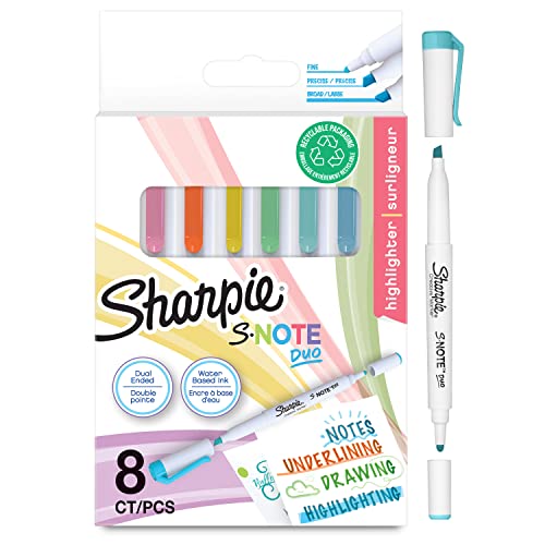 Sharpie S-Note Duo Highlighters | Dual Ended Pastel Creative Markers 8 Pack