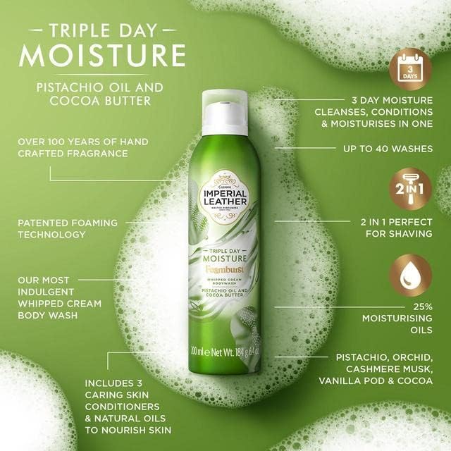 IMPERIAL LEATHER Foamburst Whipped Cream Bodywash Pistachio Oil and Cocoa Butter 200ml