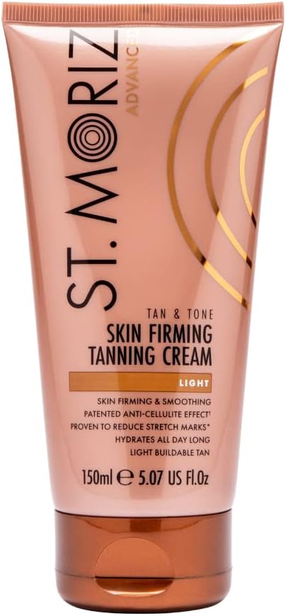St Moriz Advanced Tan & Tone Skin Firming Tanning Cream, Fake Tan with Anti-cellulite Effect, Light (150ml)