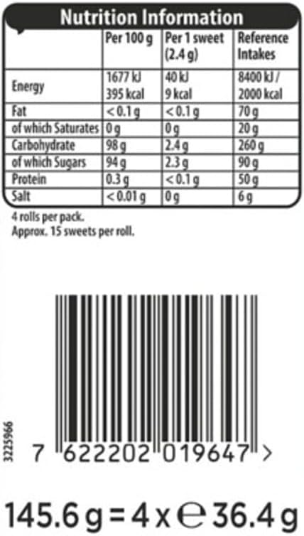 Trebor Extra Strong Peppermint Mint Sweets, 4 Pack Rolls, 146 g (Pack of 1)
