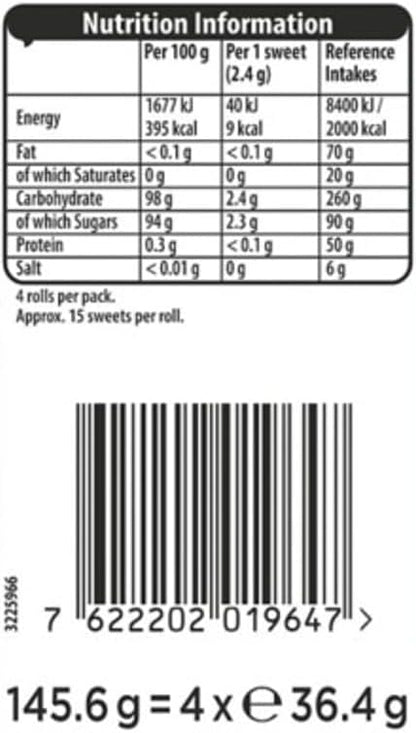 Trebor Extra Strong Peppermint Mint Sweets, 4 Pack Rolls, 146 g (Pack of 1)