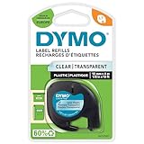 Dymo Letratag Clear Plastic Tape 12mmx4m - Black/Transparent S0721530
