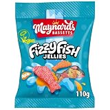 Maynards Bassetts Fizzy Fish Jellies Sweets Bag, Soft & Fizzy Fruity Fish Shaped Candies, 110g
