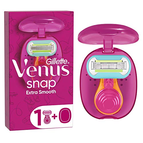 Gillette Venus Extra Smooth Snap Women's Razor + 1 Razor Blade Refills, Mini Handle, Lubrastrip with A Touch of Avocado Oils