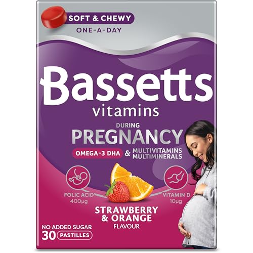 Bassetts Vitamins Pregnancy+ Omega-3 DHA Multivitamins & Multiminerals Strawberry & Orange Flavour 30 Gummy Pastilles