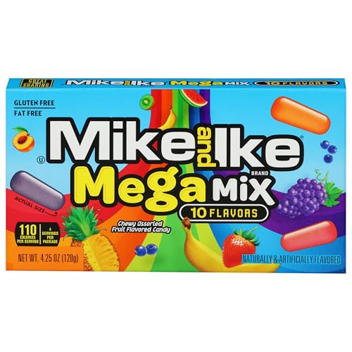 Mike and Ike Mega Mix Chewy Candies, Assorted Fruit, 120g