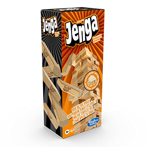 Hasbro Gaming Jenga Family Game, Outdoor Games for Kids, Classic Strategy Stacking Game for 1+ Players, Fun for Parties, Travel, and Ages 6+