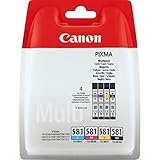 Canon CLI-581 C M Y BK Pack of 4 cartridges (Black Cyan Magenta Yellow) Genuine Canon (Plastic Pack)