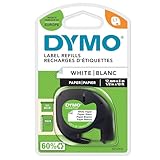 DYMO LetraTag Paper Labels | Authentic | 12 mm x 4 m Roll | Black Print on White | Self-Adhesive Multipurpose Labels for LetraTag Label Makers | Made in Europe