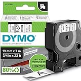 DYMO Authentic D1 Labels | Black Print on White Tape | 19 mm x 7 m | Self-Adhesive Labels for LabelManager Label Makers | Made in Europe