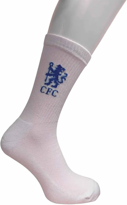 Chelsea FC Sports Socks White Blue 8 to 11 UK
