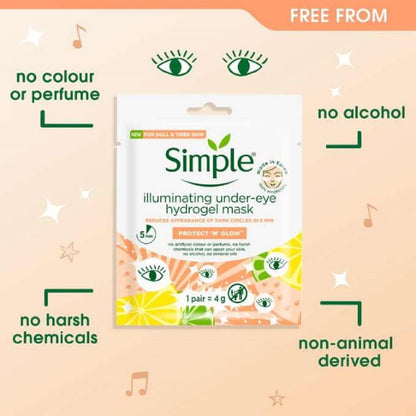 Simple Illuminating Under Eye Hydrogel Mask Protect 'N' Glow 1 Pair