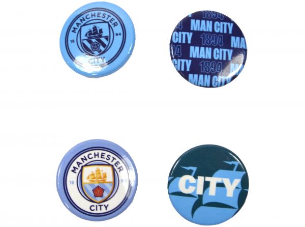 Manchester City FC Button Badge Set 4 Pack
