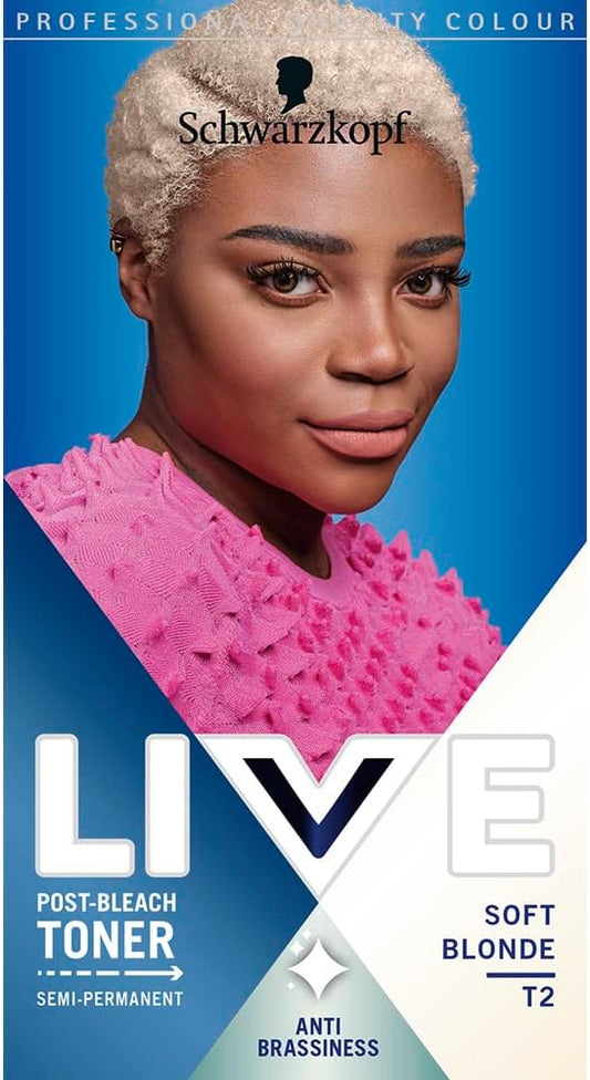 Schwarzkopf LIVE Post-Bleach Hair Toner, Soft Blonde Semi-Permanent Colour Toner, for Cool Blondes, Soft Blonde Toner Neutralises Brassiness and Yellow Tones for up to 16 Washes