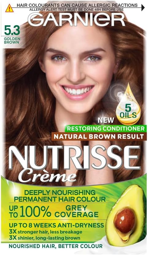 Garnier Nutrisse Ultra Crème Vegan Hair Dye, 5.3 Golden Brown
