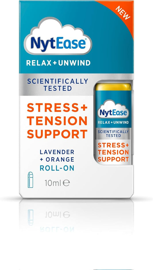 NytEase Roll-On 10ml - Stress and Tension Support, Roll onto Pulse Points - Formulated with Jojoba Oil and a Fragrance Blend of Bergamot, Geranium, Lavender, and Orange