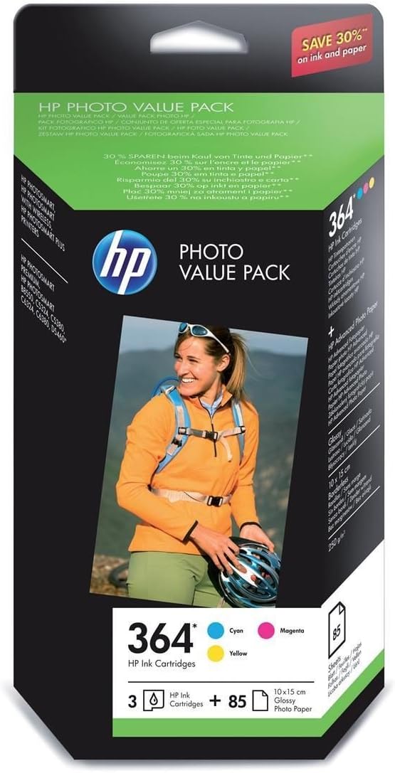 CH082EE HP 364 Photo Value Pack - Print Cartridge/Paper kit - 1 x Yellow, Cyan, Magenta