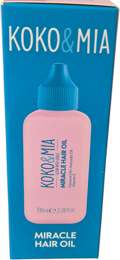 Koko & Mia Miracle Hair Oil with Coconut Oil, Avocado Oil and Vitamin E, 100ml