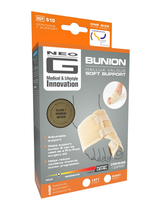 Neo-G Bunion Soft Support - for Big Toe Alignment, Hallux Valgus, Pre/Post-Operative Aid - Malleable Metal Splint - Class 1 Medical Device - R