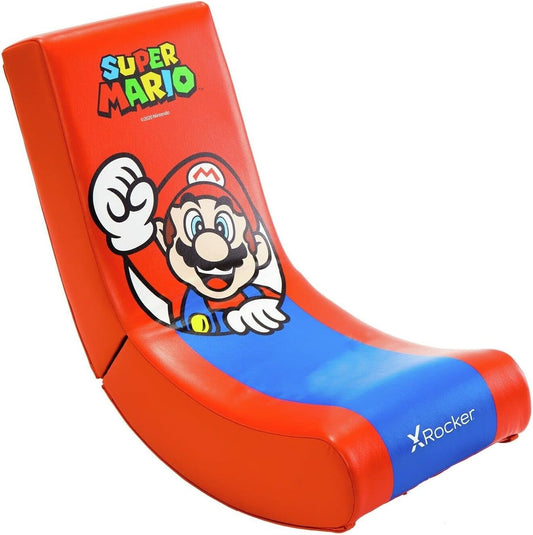 X-Rocker Officially Licensed Nintendo Super Mario Kids Gaming Chair, Foldable Video Rocker Floor Rocker for Kids and Juniors, Low Folding Rocking Seat Console Gaming Chair for Kids - Mario Edition RED