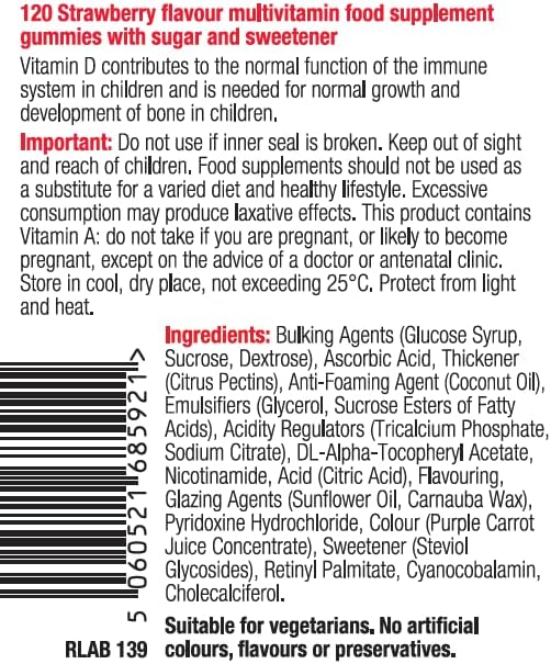 Vitawell Kids Multivitamin 120 Strawberry Flavour Gummies