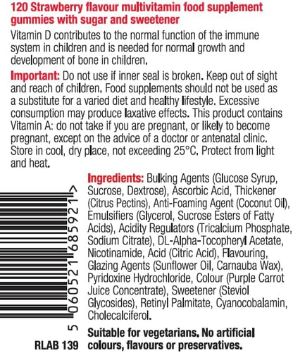 Vitawell Kids Multivitamin 120 Strawberry Flavour Gummies
