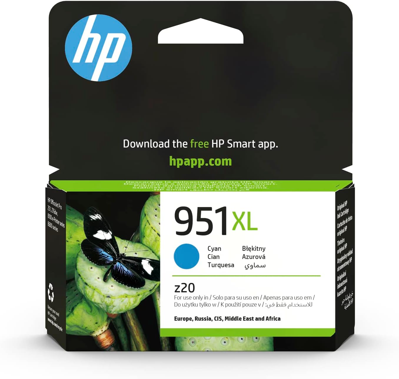HP CN046AE 951XL High Yield Original Ink Cartridge, Cyan, Single Pack